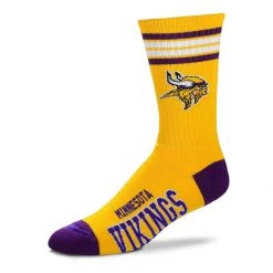 For Bare Feet Minnesota Vikings 4 Stripe Deuce Socks Yellow