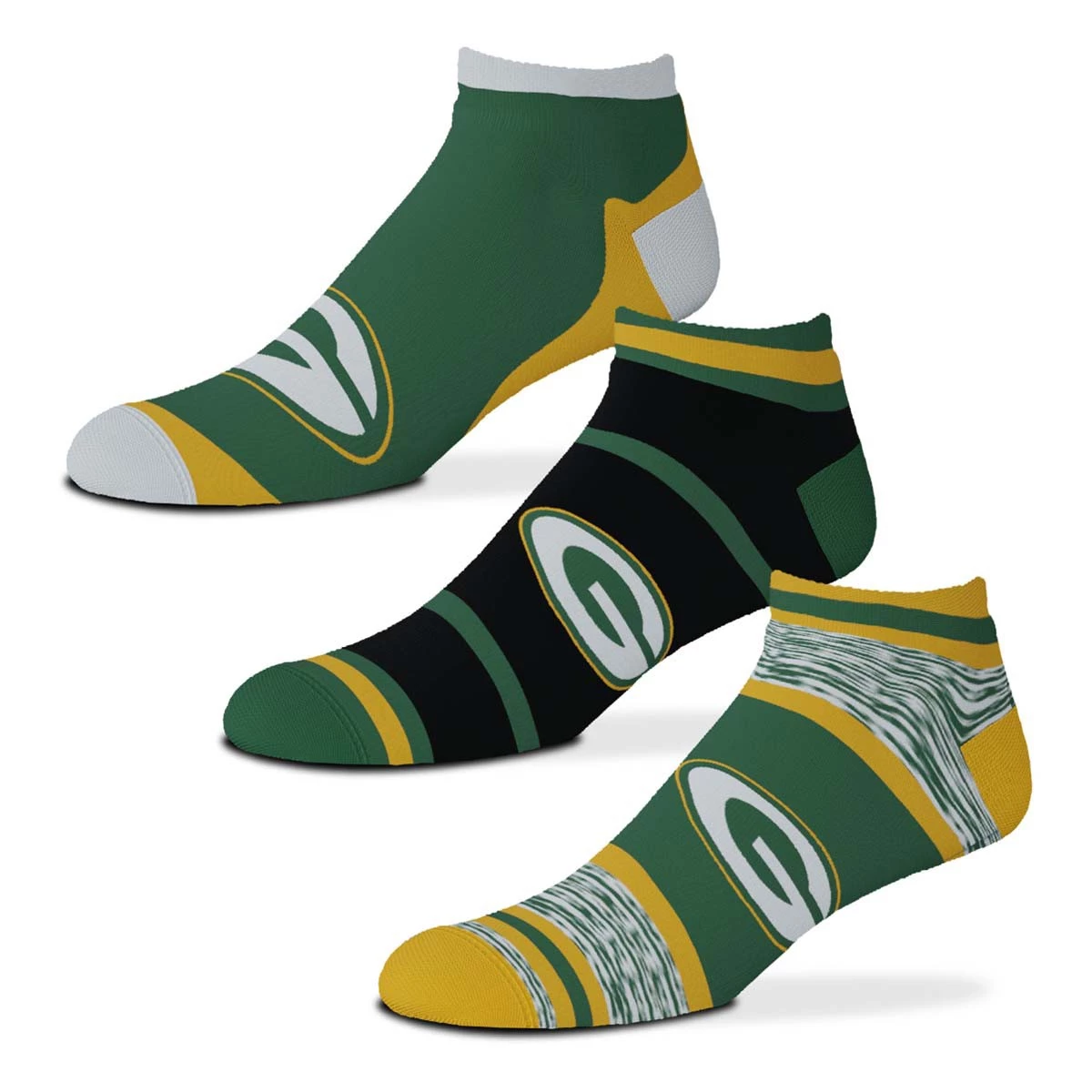 For Bare Feet Green Bay Packers Cash 3 Pack No Show Socks Green/black 1 For Bare Feet Green Bay Packers Cash 3 Pack No Show Socks Green/black