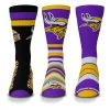 For Bare Feet Minnesota Vikings 3pk Team Batch Socks