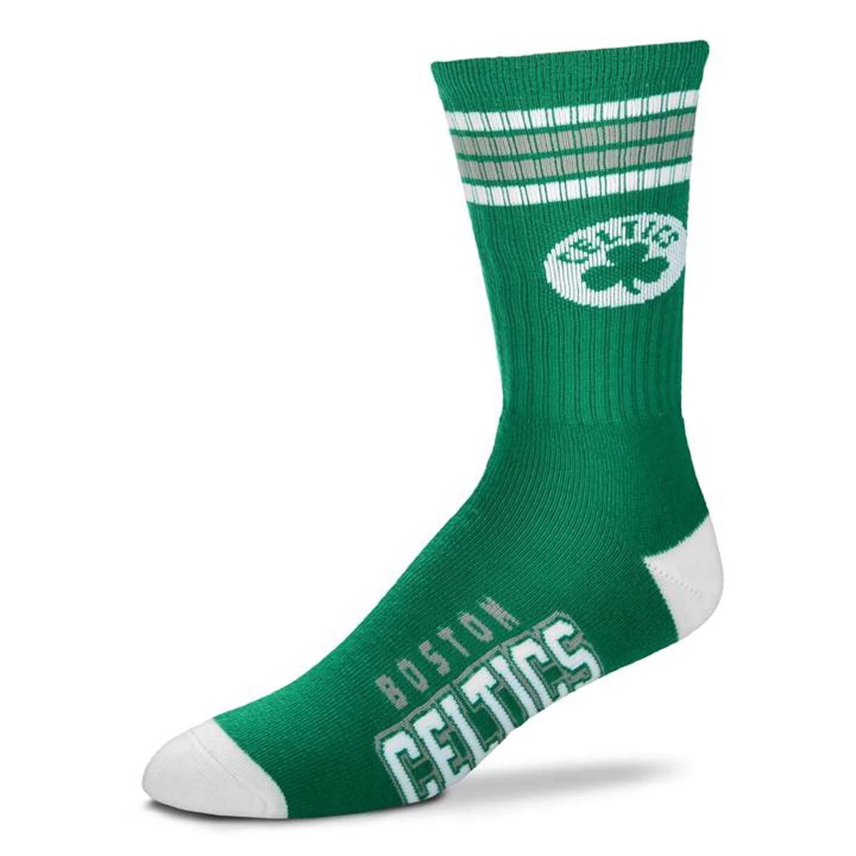 For Bare Feet Kids' Boston Celtics 4 Stripe Deuce Socks 1 For Bare Feet Kids' Boston Celtics 4 Stripe Deuce Socks