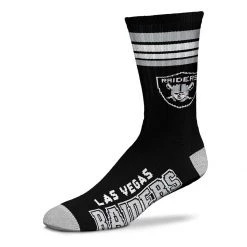 For Bare Feet Kids' Las Vegas Raiders 4 Stripe Deuce Crew Socks Black
