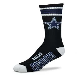For Bare Feet Dallas Cowboys 4 Stripe Deuce Socks Black