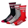 For Bare Feet Kansas City Chiefs 4 Stripe Deuce 3 Pack Crew Socks Red/black