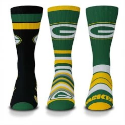 For Bare Feet Green Bay Packers 3pk Team Batch Socks