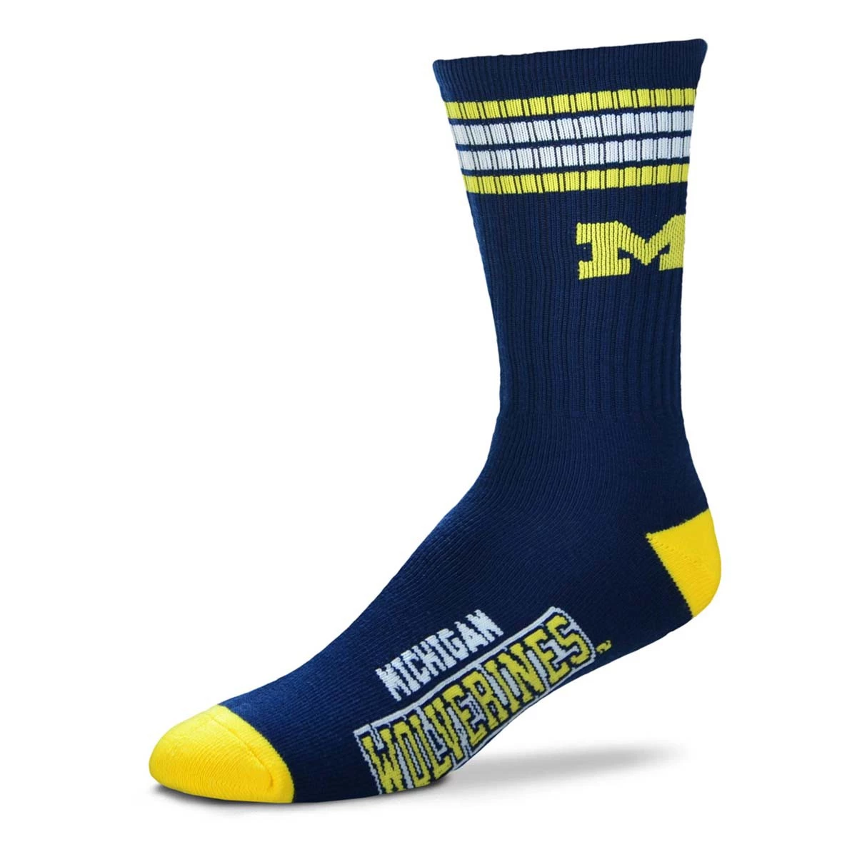 For Bare Feet Michigan Wolverines Four Stripe Deuce Socks Navy 1 For Bare Feet Michigan Wolverines Four Stripe Deuce Socks Navy