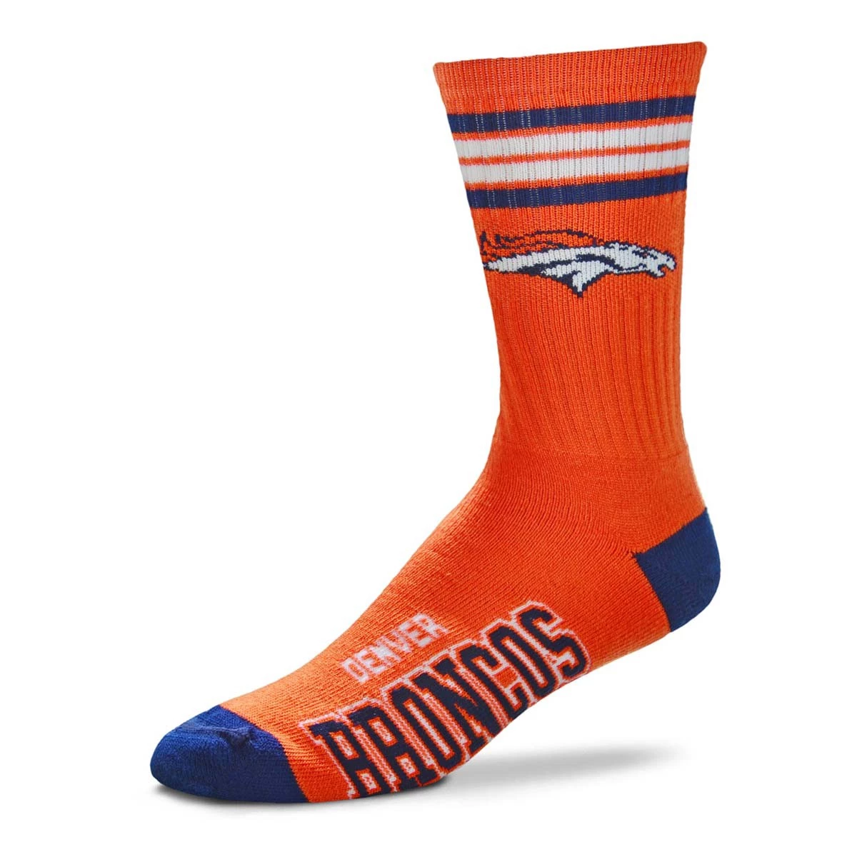 For Bare Feet Denver Broncos 4 Stripe Deuce Socks Navy 4 For Bare Feet Denver Broncos 4 Stripe Deuce Socks Navy - Image 4