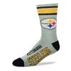 For Bare Feet Pittsburgh Steelers 4 Stripe Deuce Socks Light Grey