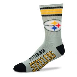 For Bare Feet Pittsburgh Steelers 4 Stripe Deuce Socks Light Grey -Deals For Bare Feet Store unnamed file 225