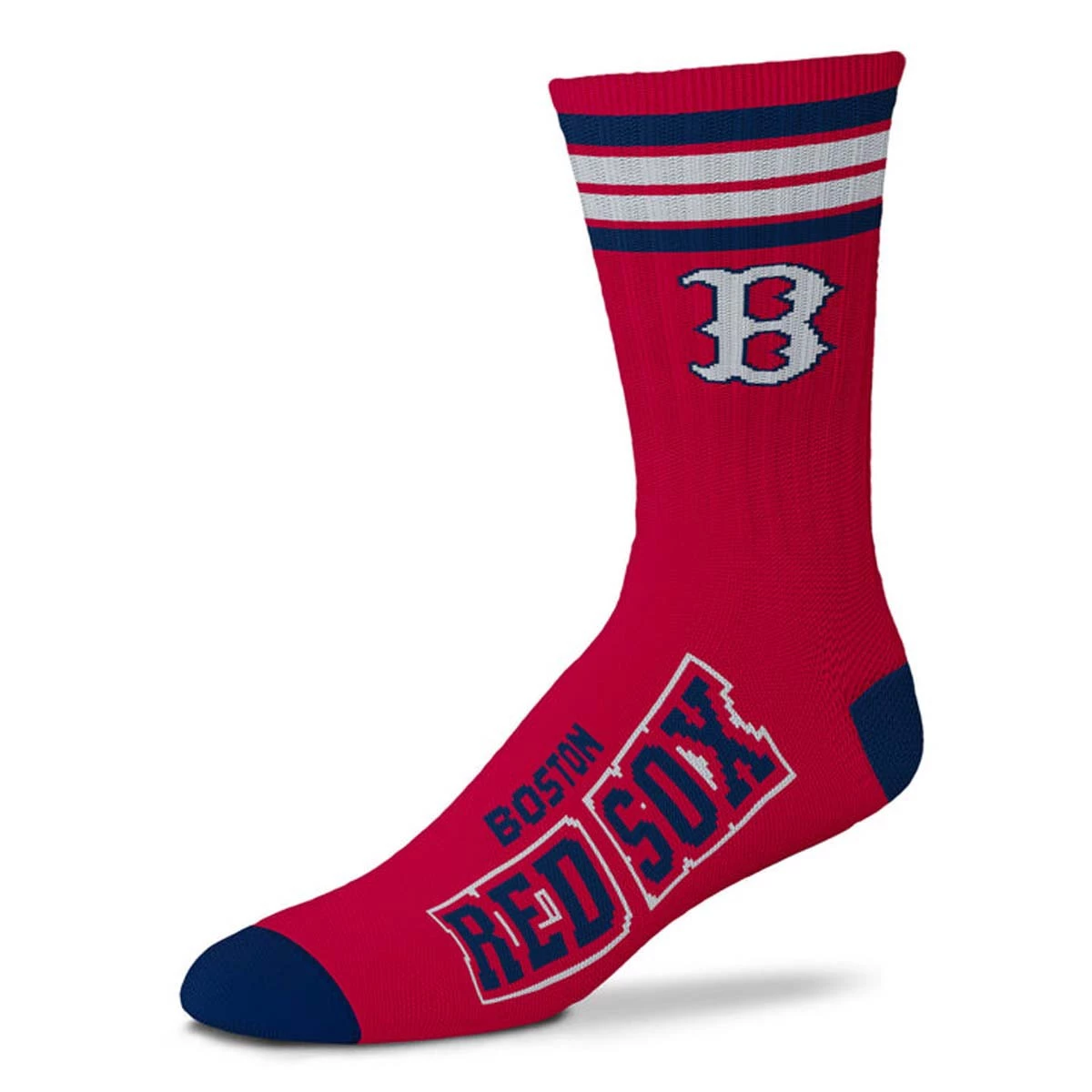 For Bare Feet Kid's Boston Red Sox 4 Stripe Deuce Socks 1 For Bare Feet Kid's Boston Red Sox 4 Stripe Deuce Socks