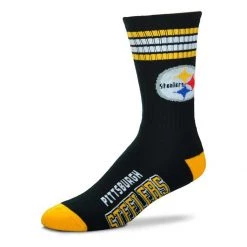 For Bare Feet Pittsburgh Steelers 4 Stripe Deuce Socks Black