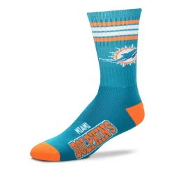 For Bare Feet Miami Dolphins 4 Stripe Deuce Socks Teal