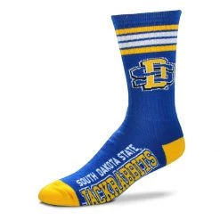 For Bare Feet Kids' South Dakota State Jackrabbits 4 Stripe Deuce Socks Crew Socks Royal