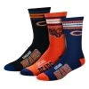 For Bare Feet Chicago Bears 4 Stripe Deuce 3 Pack Crew Socks Blue/orange