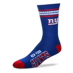 For Bare Feet New York Giants 4 Stripe Deuce Crew Socks Royal