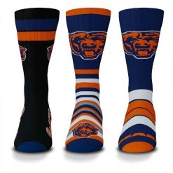 For Bare Feet Chicago Bears 3pk Team Batch Socks