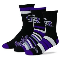 For Bare Feet Colorado Rockies Team Batch 3pk Socks