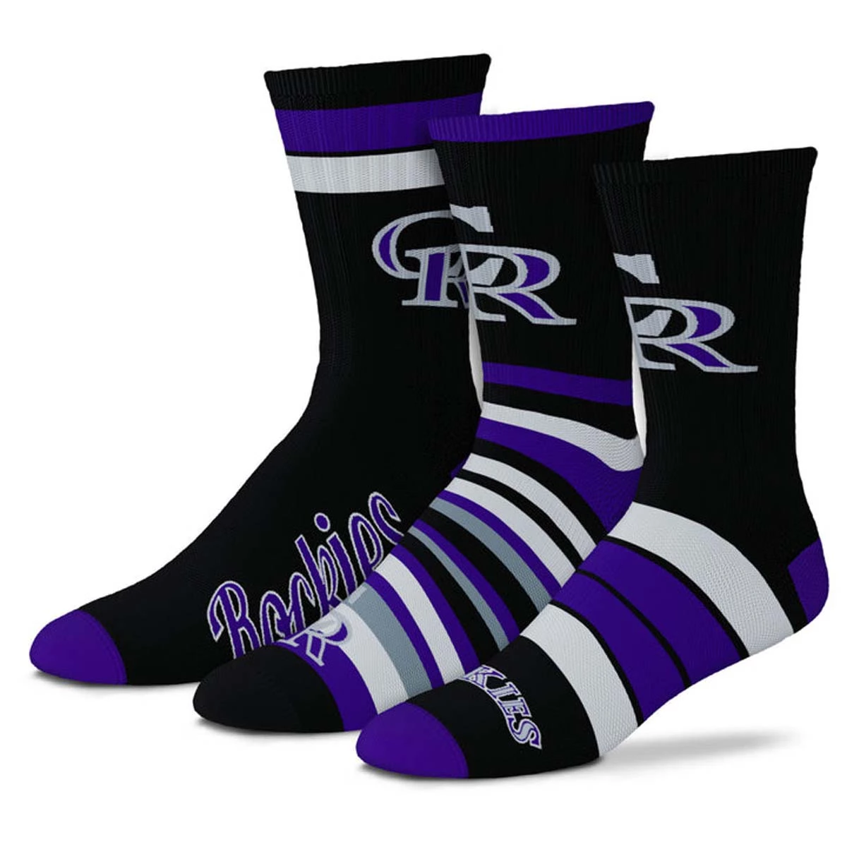 For Bare Feet Colorado Rockies Team Batch 3pk Socks 1 For Bare Feet Colorado Rockies Team Batch 3pk Socks