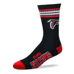For Bare Feet Atlanta Falcons 4 Stripe Deuce Crew Socks Black