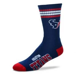 For Bare Feet Houston Texans 4 Stripe Deuce Socks Navy