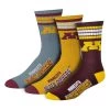 For Bare Feet Minnesota Golden Gophers 4 Stripe Deuce 3 Pack Crew Socks Maroon Gold