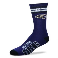 For Bare Feet Kids' Baltimore Ravens 4 Stripe Deuce Socks