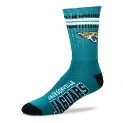 For Bare Feet Jacksonville Jaguars 4 Stripe Crew Socks Teal