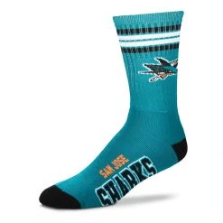 For Bare Feet San Jose Sharks 4 Stripe Deuce Crew Socks Teal