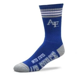 For Bare Feet Kids' Air Force Academy 4 Stripe Deuce Crew Socks Blue