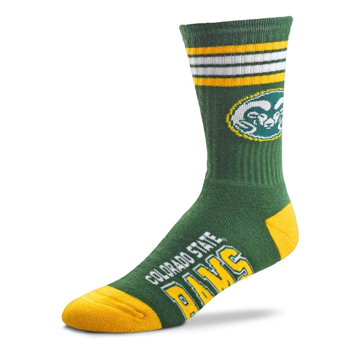 For Bare Feet Kids' Colorado State Rams 4 Stripe Deuce Crew Socks Forest Green 1 For Bare Feet Kids' Colorado State Rams 4 Stripe Deuce Crew Socks Forest Green