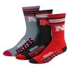 For Bare Feet Nebraska Cornhuskers 4 Stripe Deuce 3 Pack Crew Socks Red/black