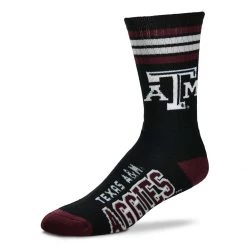 For Bare Feet Texas A&M Aggies 4 Stripe Crew Socks Black