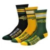 For Bare Feet North Dakota State Bison 4 Stripe Deuce 3 Pack Crew Socks Green/yellow