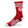 For Bare Feet Oklahoma Sooners 4Stripe Deuce Crew Socks Red