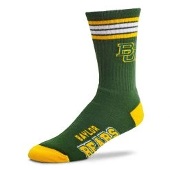 For Bare Feet Baylor Bears 4 Stripe Deuce Crew Socks Green