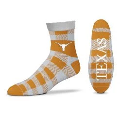 For Bare Feet Texas Longhorns Buffalo Plaid Sherpa Lined Ankle Socks Orange/grey