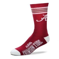 For Bare Feet Alabama Crimson Tide 4 Stripe Deuce Crew Socks