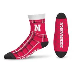 For Bare Feet Nebraska Cornhuskers Tartan Plaid Socks