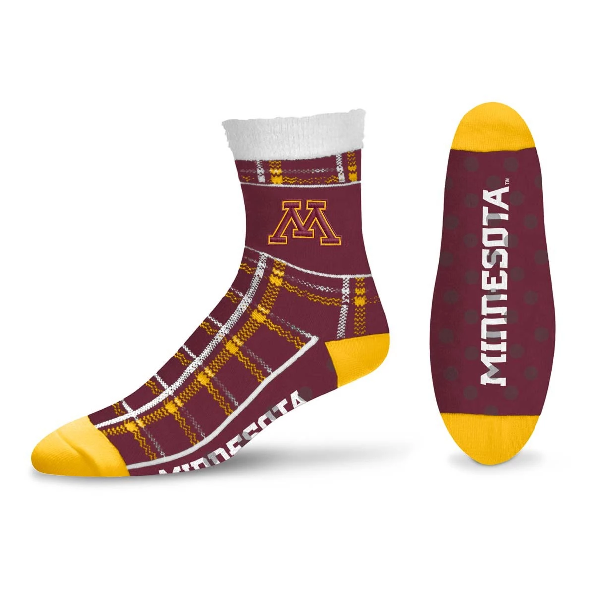 For Bare Feet Minnesota Golden Gophers Tartan Plaid Socks 1 For Bare Feet Minnesota Golden Gophers Tartan Plaid Socks