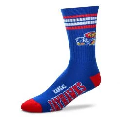 For Bare Feet Kids' Kansas Jayhawks 4 Stripe Deuce Crew Socks Royal