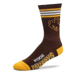For Bare Feet Wyoming Cowboys 4 Stripe Deuce Crew Socks Brown