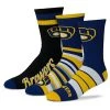 For Bare Feet Milwaukee Brewers 3pk Team Batch Socks