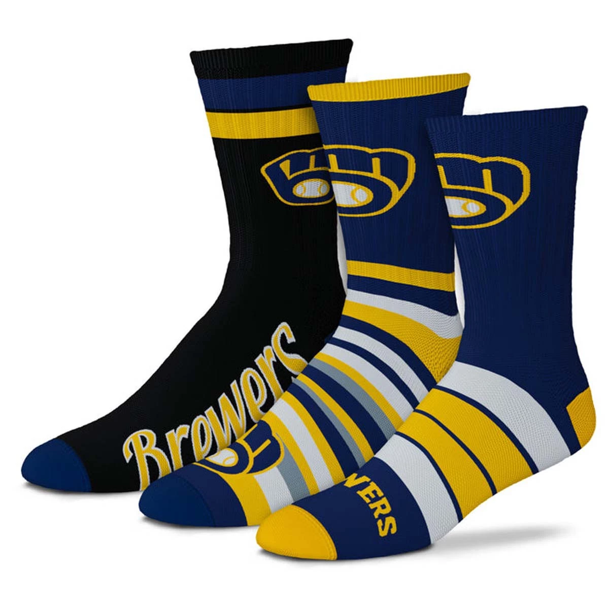 For Bare Feet Milwaukee Brewers 3pk Team Batch Socks 1 For Bare Feet Milwaukee Brewers 3pk Team Batch Socks