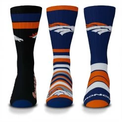 For Bare Feet Denver Broncos 3pk Team Batch Socks