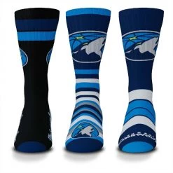 For Bare Feet Timberwolves 3pk Team Batch Socks