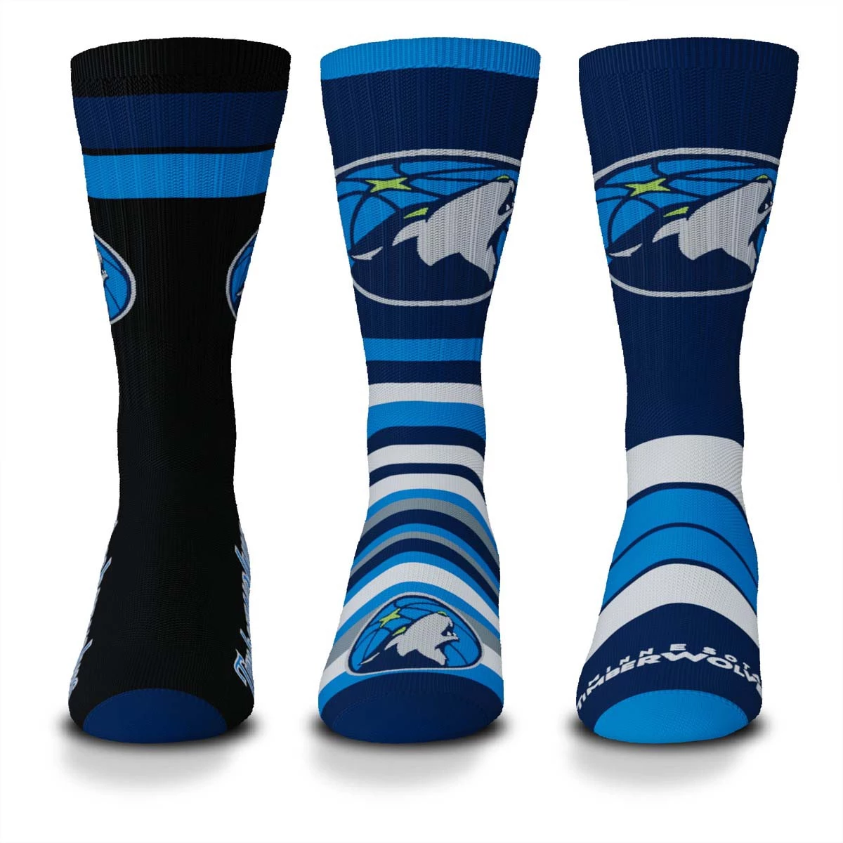 For Bare Feet Timberwolves 3pk Team Batch Socks 1 For Bare Feet Timberwolves 3pk Team Batch Socks