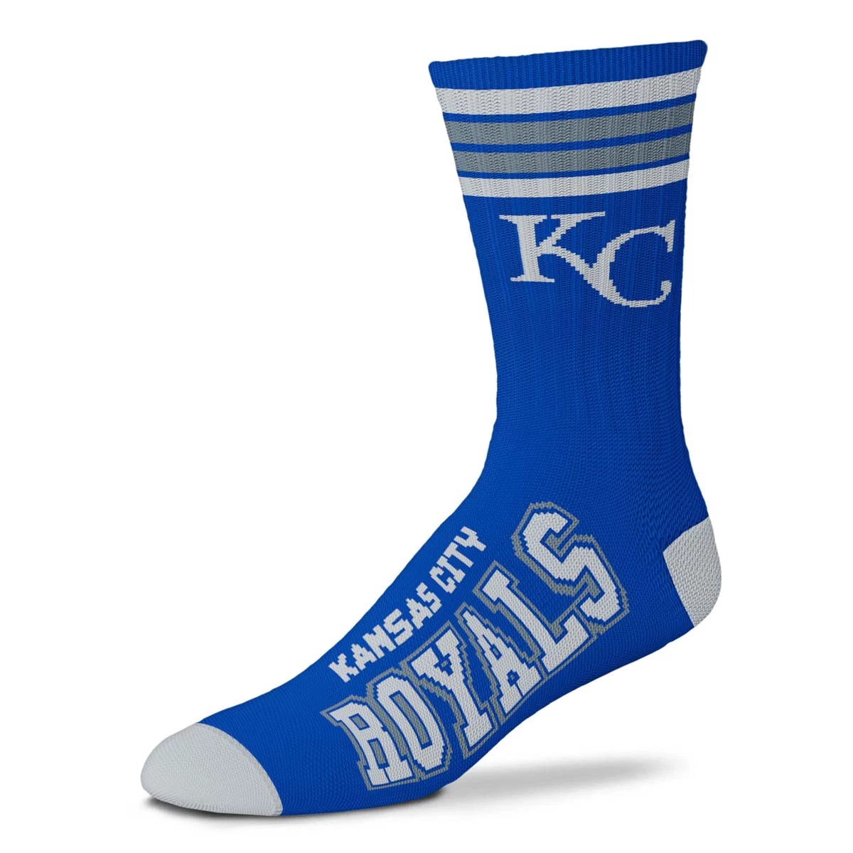 For Bare Feet Kids' Kansas City Royals 4 Stripe Deuce Socks 1 For Bare Feet Kids' Kansas City Royals 4 Stripe Deuce Socks