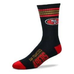 For Bare Feet San Francisco 49ers 4 Stripe Deuce Socks Black